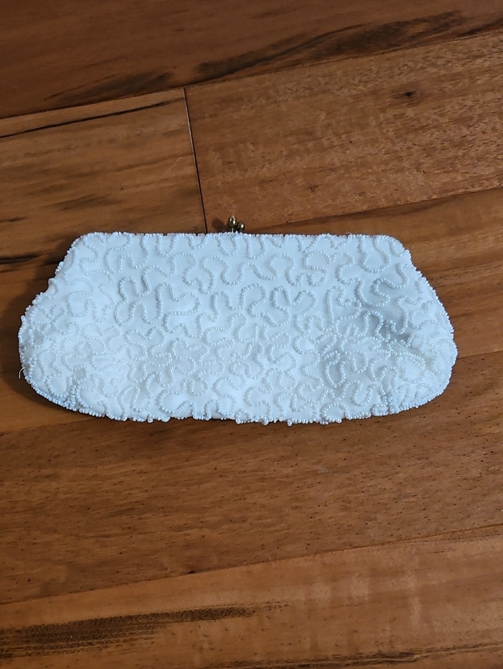 Walborg White Hand Beaded Evening Clutch, Made In Belgium